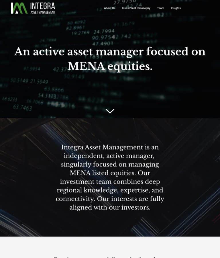 a screenshot of Integra Asset Management's website showcasing the CONCAT Tech team's web design and website development